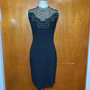 Lace Pearl Black Dress